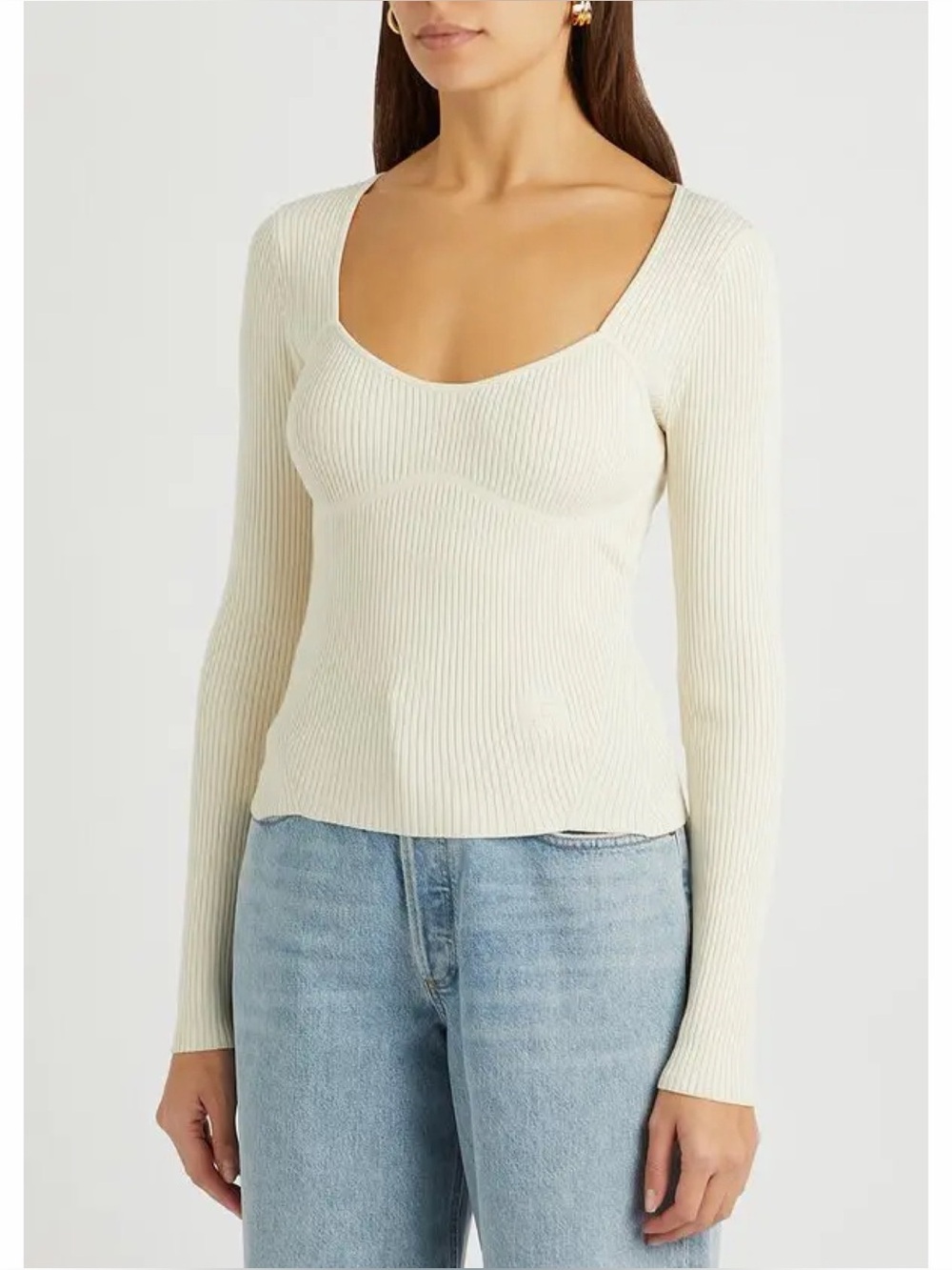 Frame Ivory Ribbed Knit Top